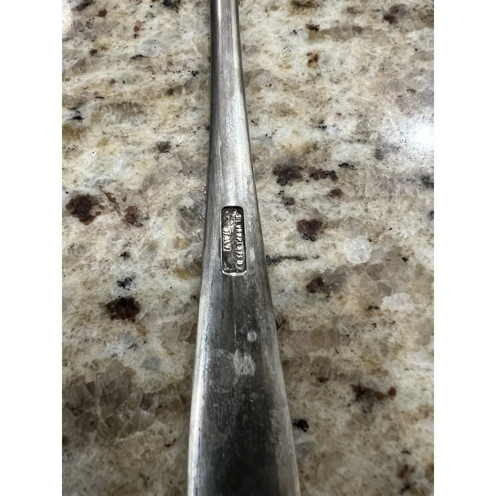 VTG Silver Plated Salad Serving Spoon Fork Set From‎ ITALY 2 Piece Italian 9